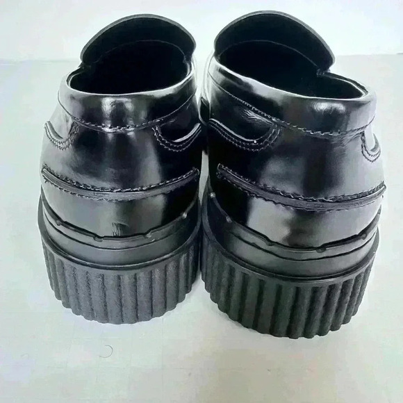 TODS Spazzolato Leather Black Platform White Penny Strap Loafer - Picture 8 of 11